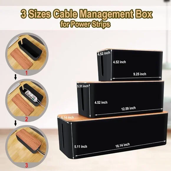Cable Management Box Cable Management Kit for Power Strip to Hide Wires,Cord Org